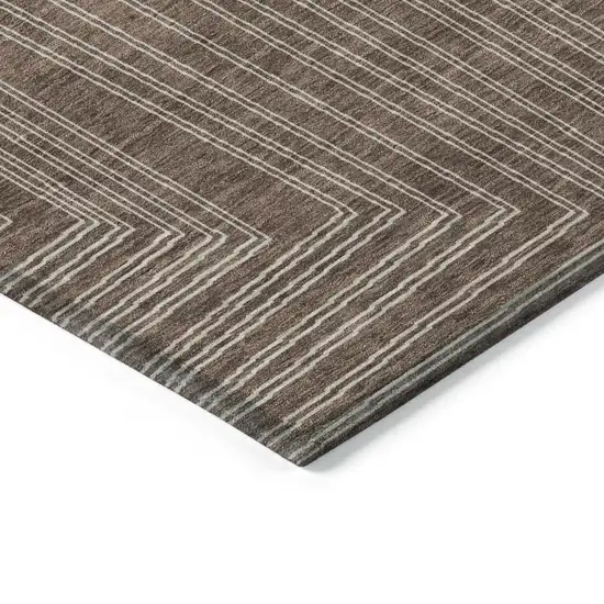 Brown And Ivory Geometric Washable Indoor Outdoor Area Rug Photo 4