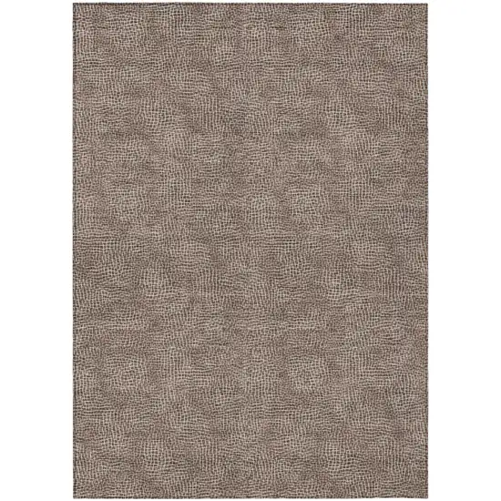 Brown And Ivory Geometric Washable Indoor Outdoor Area Rug Photo 2