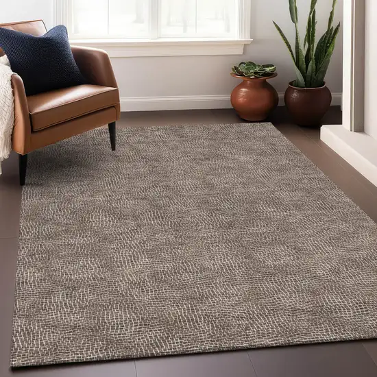 Brown And Ivory Geometric Washable Indoor Outdoor Area Rug Photo 7