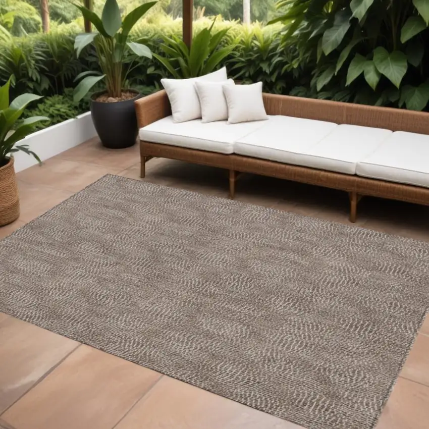 Brown And Ivory Geometric Washable Indoor Outdoor Area Rug Photo 1