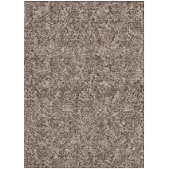 Brown And Ivory Geometric Washable Indoor Outdoor Area Rug Photo 5