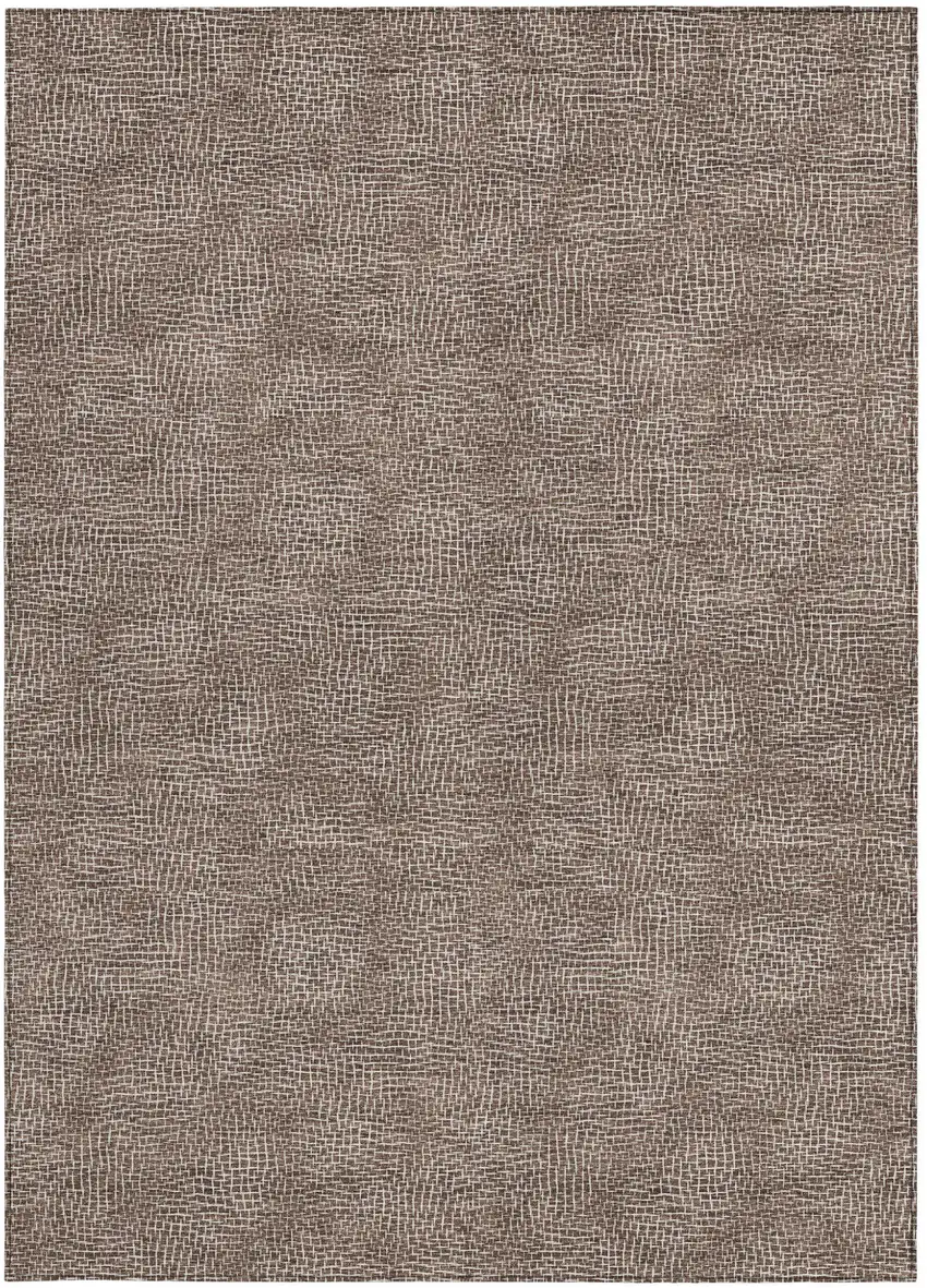 Brown And Ivory Geometric Washable Indoor Outdoor Area Rug Photo 5