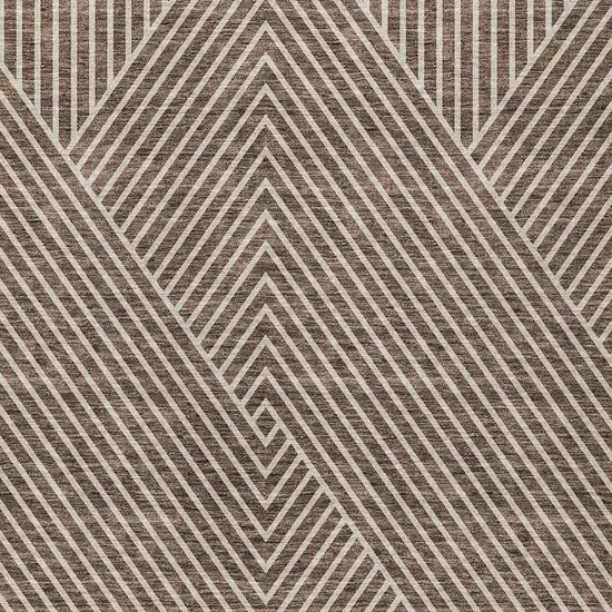 Brown And Ivory Geometric Washable Indoor Outdoor Area Rug Photo 6