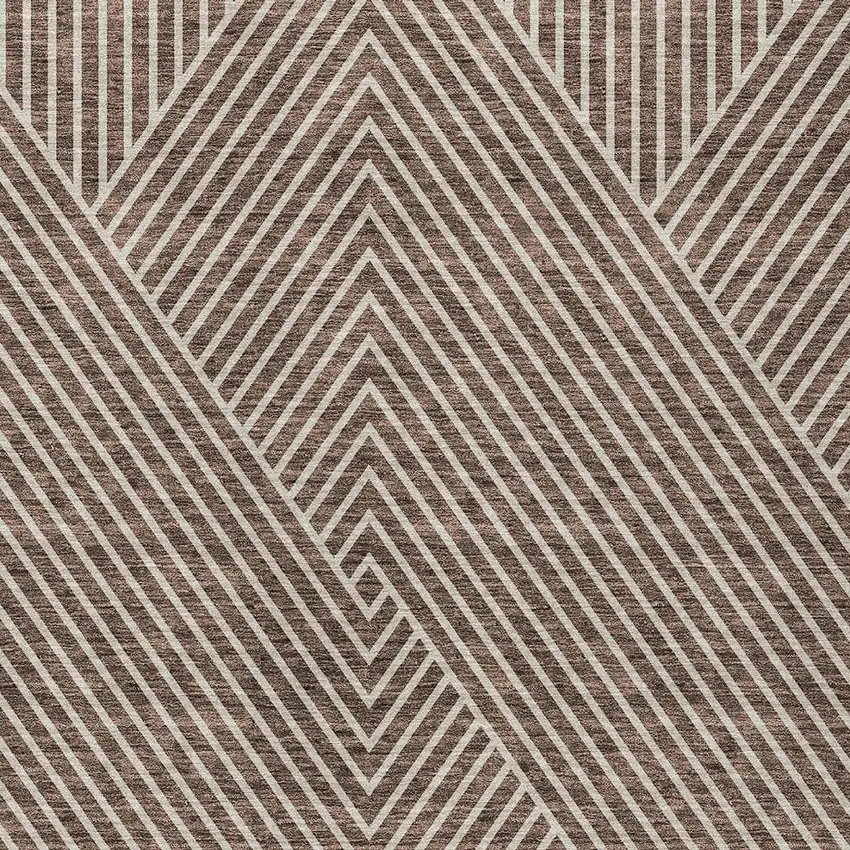 Brown And Ivory Geometric Washable Indoor Outdoor Area Rug Photo 6