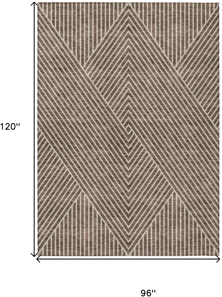 Brown And Ivory Geometric Washable Indoor Outdoor Area Rug Photo 3