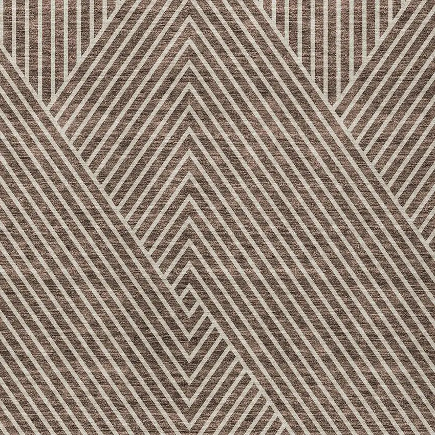 Brown And Ivory Geometric Washable Indoor Outdoor Area Rug Photo 6