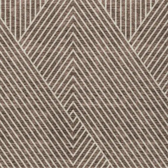 Brown And Ivory Geometric Washable Indoor Outdoor Area Rug Photo 6