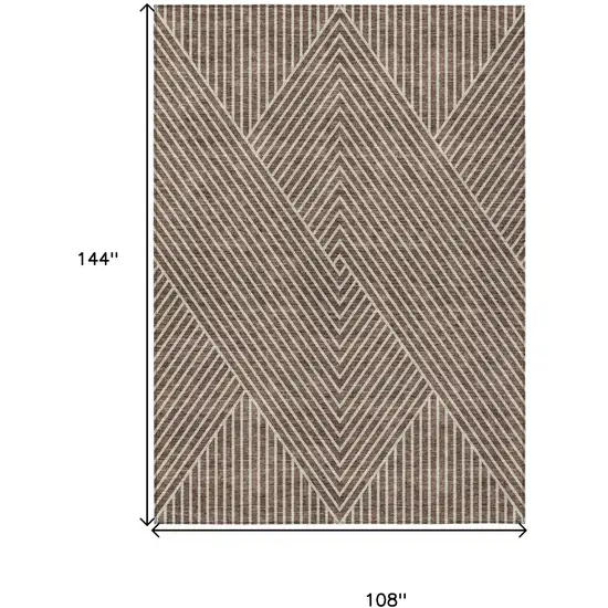 Brown And Ivory Geometric Washable Indoor Outdoor Area Rug Photo 3