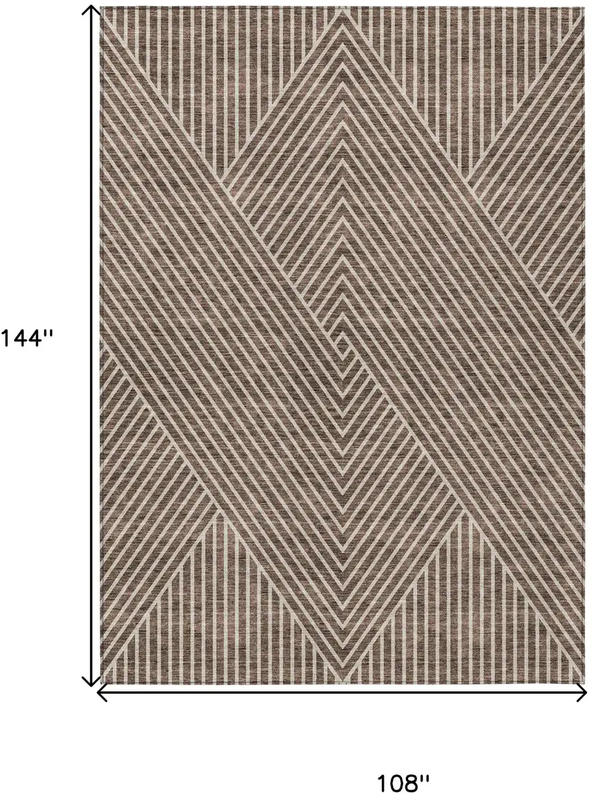 Brown And Ivory Geometric Washable Indoor Outdoor Area Rug Photo 3