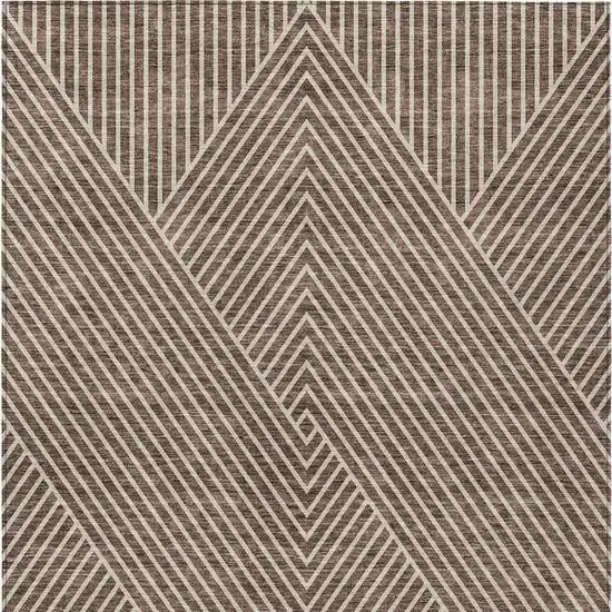 Brown And Ivory Geometric Washable Indoor Outdoor Area Rug Photo 6