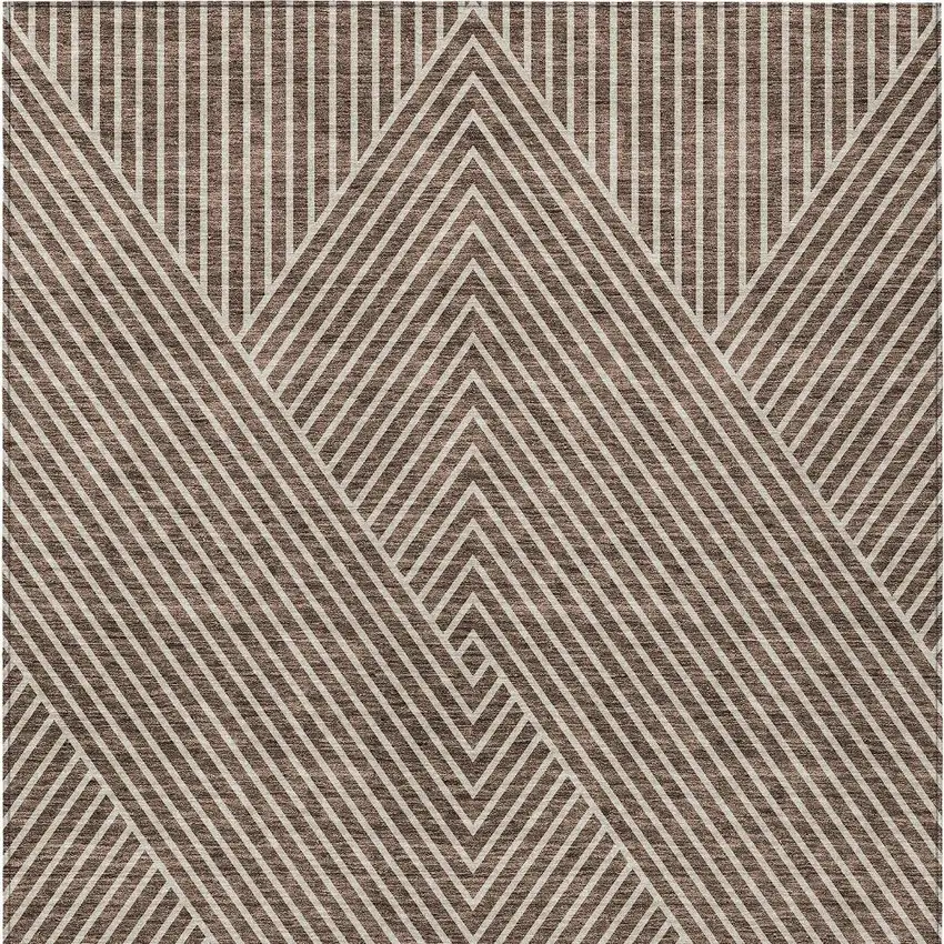 Brown And Ivory Geometric Washable Indoor Outdoor Area Rug Photo 6