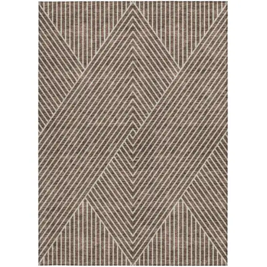 Brown And Ivory Geometric Washable Indoor Outdoor Area Rug Photo 7