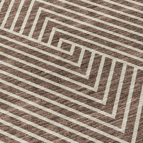 Brown And Ivory Geometric Washable Indoor Outdoor Area Rug Photo 5