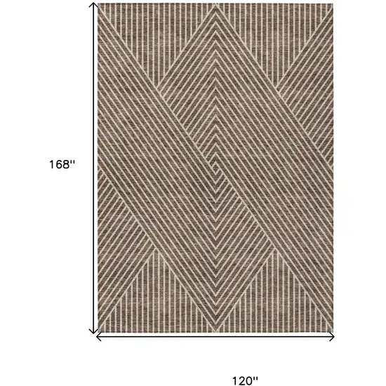 Brown And Ivory Geometric Washable Indoor Outdoor Area Rug Photo 3