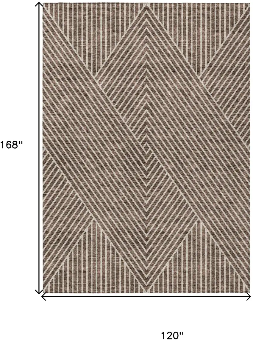 Brown And Ivory Geometric Washable Indoor Outdoor Area Rug Photo 3