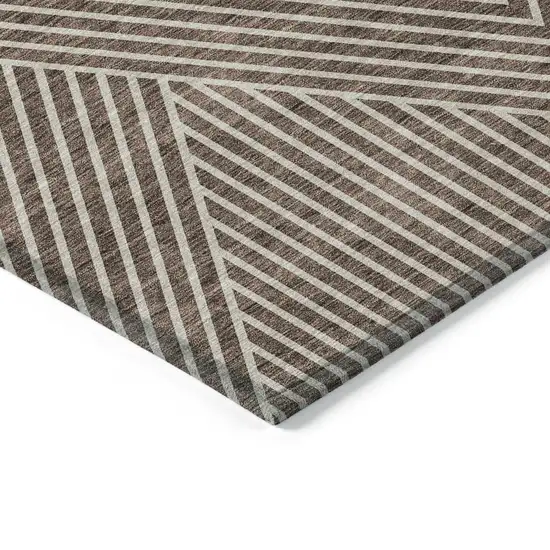 Brown And Ivory Geometric Washable Indoor Outdoor Area Rug Photo 4