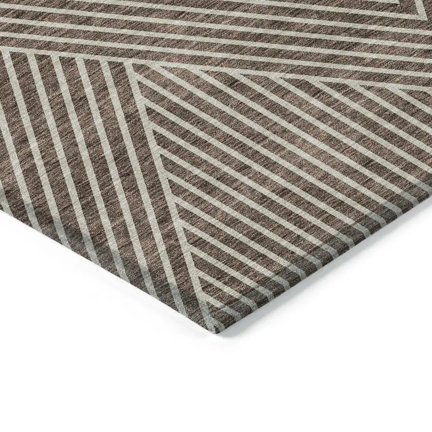 Brown And Ivory Geometric Washable Indoor Outdoor Area Rug Photo 4