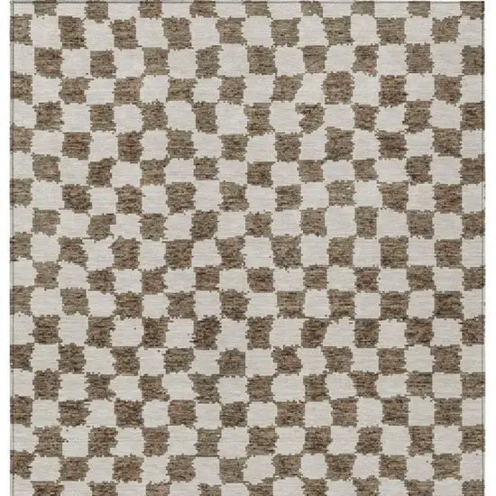 Brown And Ivory Geometric Washable Indoor Outdoor Area Rug Photo 4