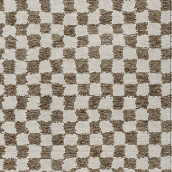 Brown And Ivory Geometric Washable Indoor Outdoor Area Rug Photo 3
