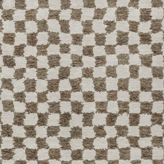 Brown And Ivory Geometric Washable Indoor Outdoor Area Rug Photo 3