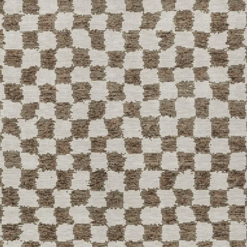 Brown And Ivory Geometric Washable Indoor Outdoor Area Rug Photo 3