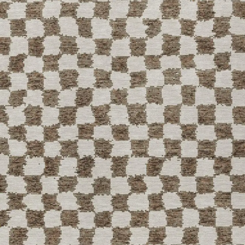 Brown And Ivory Geometric Washable Indoor Outdoor Area Rug Photo 6