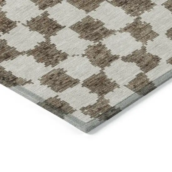 Brown And Ivory Geometric Washable Indoor Outdoor Area Rug Photo 9