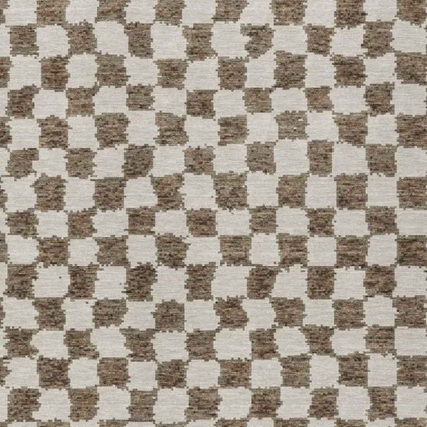 Brown And Ivory Geometric Washable Indoor Outdoor Area Rug Photo 6