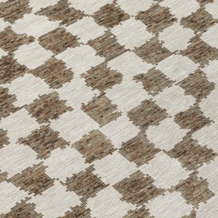 Brown And Ivory Geometric Washable Indoor Outdoor Area Rug Photo 8