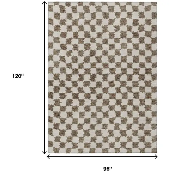 Brown And Ivory Geometric Washable Indoor Outdoor Area Rug Photo 9
