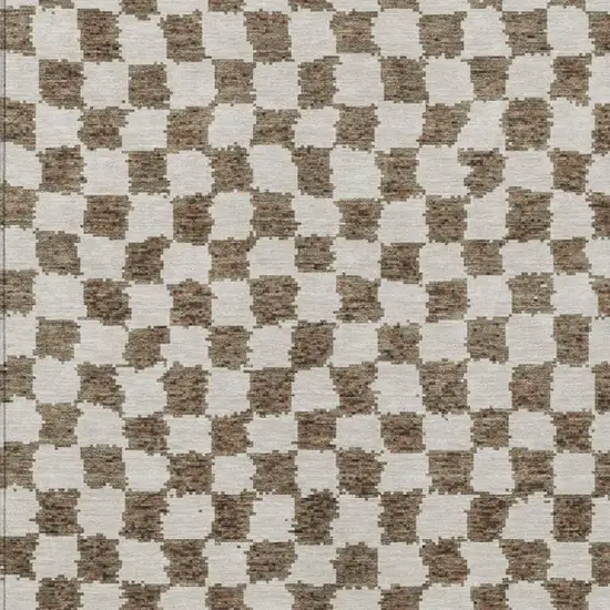 Brown And Ivory Geometric Washable Indoor Outdoor Area Rug Photo 4