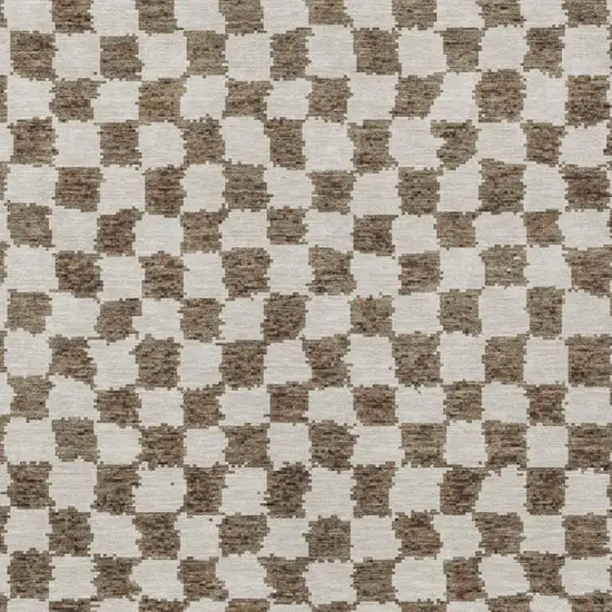 Brown And Ivory Geometric Washable Indoor Outdoor Area Rug Photo 4