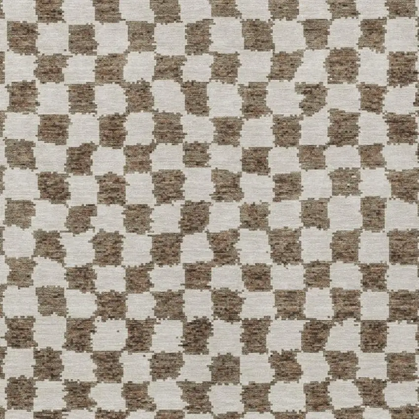 Brown And Ivory Geometric Washable Indoor Outdoor Area Rug Photo 4