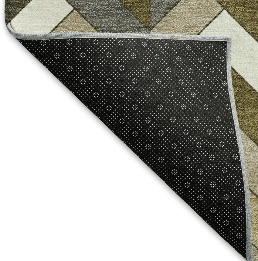 Brown And Ivory Geometric Washable Indoor Outdoor Area Rug Photo 5