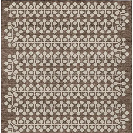 Brown And Ivory Geometric Washable Indoor Outdoor Area Rug Photo 4