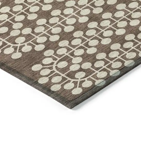 Brown And Ivory Geometric Washable Indoor Outdoor Area Rug Photo 6