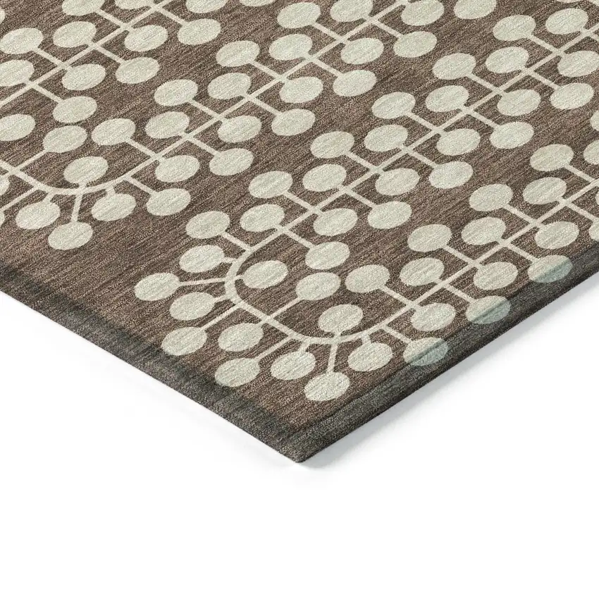 Brown And Ivory Geometric Washable Indoor Outdoor Area Rug Photo 6