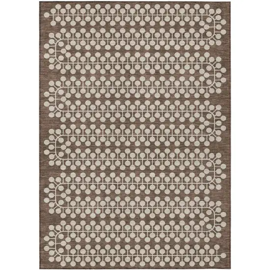 Brown And Ivory Geometric Washable Indoor Outdoor Area Rug Photo 2