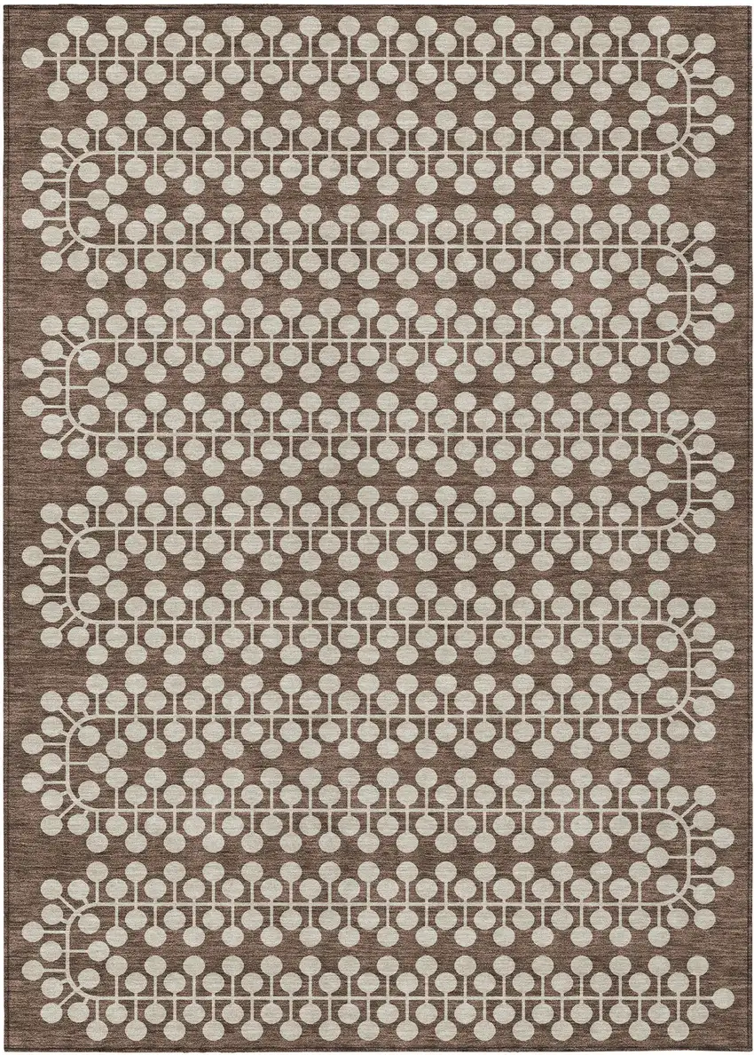 Brown And Ivory Geometric Washable Indoor Outdoor Area Rug Photo 2