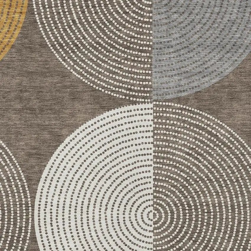 Brown And Ivory Geometric Washable Indoor Outdoor Area Rug Photo 6