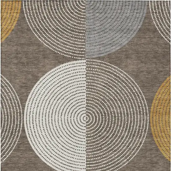 Brown And Ivory Geometric Washable Indoor Outdoor Area Rug Photo 7