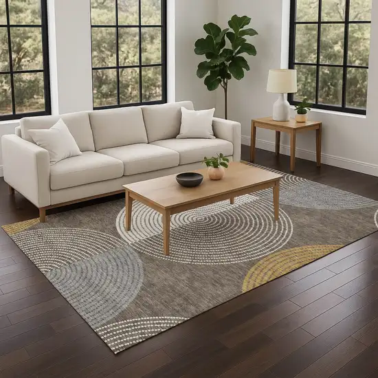 Brown And Ivory Geometric Washable Indoor Outdoor Area Rug Photo 8
