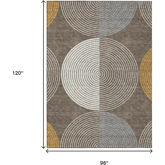 Brown And Ivory Geometric Washable Indoor Outdoor Area Rug Photo 3