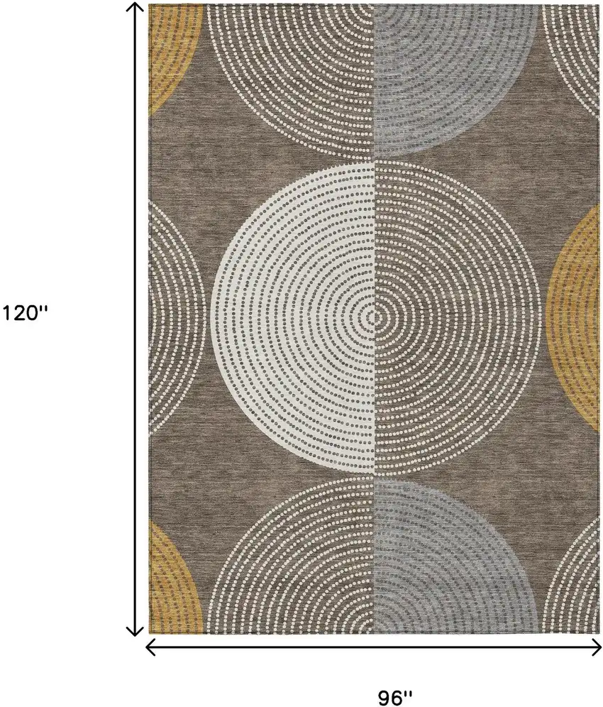 Brown And Ivory Geometric Washable Indoor Outdoor Area Rug Photo 3
