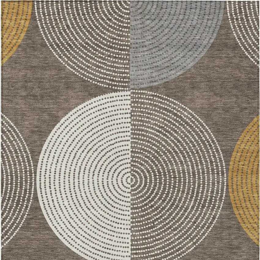 Brown And Ivory Geometric Washable Indoor Outdoor Area Rug Photo 6