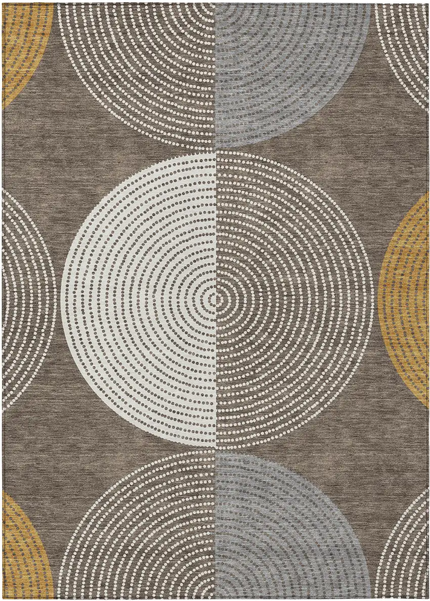 Brown And Ivory Geometric Washable Indoor Outdoor Area Rug Photo 4