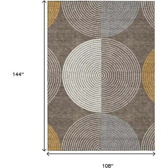 Brown And Ivory Geometric Washable Indoor Outdoor Area Rug Photo 3