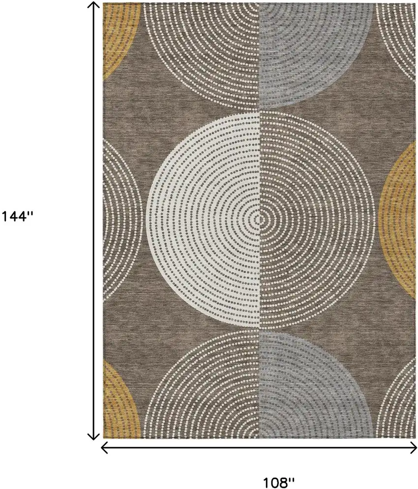 Brown And Ivory Geometric Washable Indoor Outdoor Area Rug Photo 3