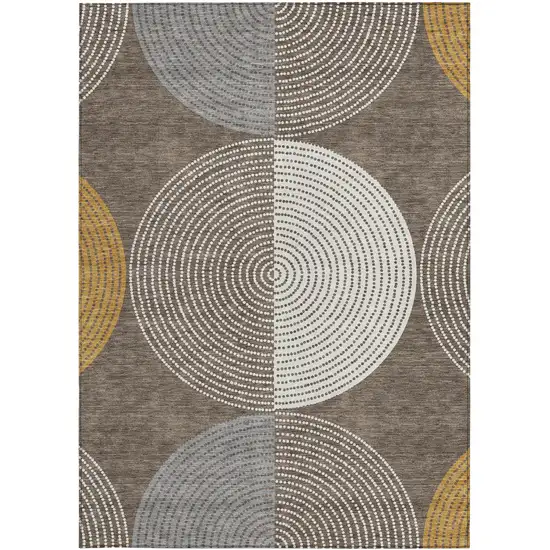 Brown And Ivory Geometric Washable Indoor Outdoor Area Rug Photo 2
