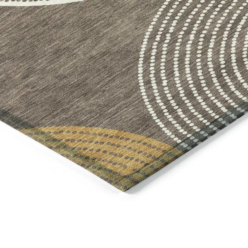 Brown And Ivory Geometric Washable Indoor Outdoor Area Rug Photo 5